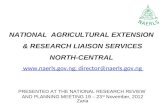 PRESENTED  AT  THE NATIONAL RESEARCH REVIEW  AND PLANNING MEETING 19 – 23 rd  November, 2012 Zaria