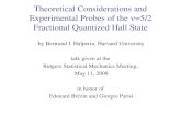 Theoretical Considerations and Experimental Probes of the  =5/2 Fractional Quantized Hall State