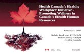 January 5, 2007 Robin Buckland RN MScN Senior Policy Analyst Health Canada