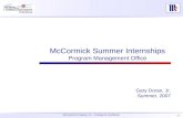 McCormick Summer Internships Program Management Office