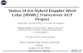 Status of the Hybrid Doppler Wind Lidar (HDWL) Transceiver  ACT Project