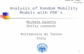 Analysis of Random Mobility Models with PDE's