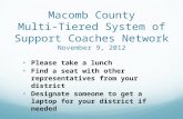 Macomb County Multi-Tiered System of Support Coaches Network November 9, 2012