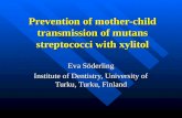 Prevention of mother-child transmission of mutans streptococci with xylitol