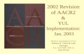 2002 Revision of AACR2 & YUL Implementation:  Jan. 2003