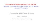Potential Collaborations on NCSX with the Compact Toroidal Hybrid (CTH) group, Auburn University