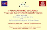 From CUORICINO to CUORE:  To probe the inverted hierarchy region