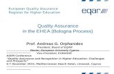 Quality Assurance in the EHEA (Bologna Process)