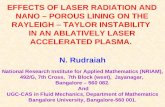 EFFECTS OF LASER RADIATION AND NANO – POROUS LINING ON THE RAYLEIGH – TAYLOR INSTABILITY