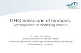 GHG emissions of biomass:  Consequence of modelling choices