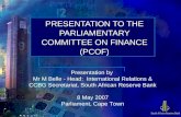 PRESENTATION TO THE PARLIAMENTARY COMMITTEE ON FINANCE (PCOF)