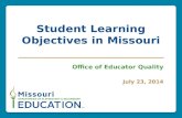 Student Learni ng Objectives  in  Missouri
