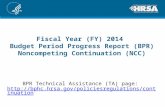 Fiscal Year (FY) 2014  Budget Period Progress Report (BPR) Noncompeting Continuation (NCC)