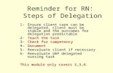 Reminder for RN:  Steps of Delegation