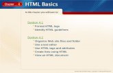 Section 4.1  Format HTML tags  Identify HTML guidelines Section 4.2