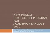 New Mexico  Dual Credit Program For  Academic Year 2011-2012