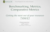 Benchmarking, Metrics, Comparative Metrics Getting the most out of your resources 7/09/12