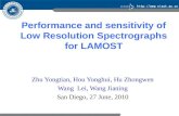 Performance  and sensitivity  of Low Resolution Spectrographs for  LAMOST
