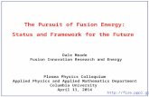 The Pursuit of Fusion Energy:  Status and Framework for the Future Dale Meade
