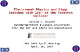 Electroweak Physics and Higgs Searches with  1fb -1  at the Tevatron Collider