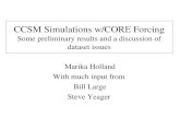 CCSM Simulations w/CORE Forcing Some preliminary results and a discussion of dataset issues