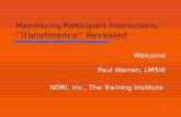 Maximizing Participant Interactions: “Transference” Revealed