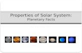 Properties of Solar System: Planetary Facts