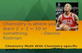 Chemistry is where you learn 2 + 2 = 10 or something.   —Dennis Rodman