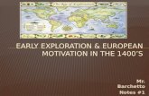 Early Exploration & European Motivation in the 1400’s