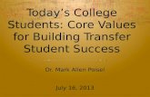 Today’s College Students: Core Values for Building Transfer Student Success