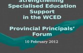 Strengthening  Specialised Education Support in the WCED Provincial Principals’ Forum