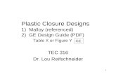 Plastic Closure Designs 1)  Malloy (referenced) 2)  GE Design Guide (PDF) Table X or Figure Y