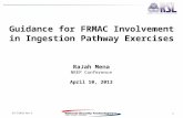 Guidance for FRMAC Involvement in Ingestion Pathway Exercises