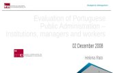 Evaluation  of Portuguese  Public Administration –  Institutions, managers and workers