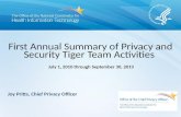 First Annual Summary of Privacy and Security Tiger Team  Activities