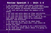 Review Spanish I : Unit 1-4