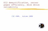 EC2 demystification, server power efficiency, disk drive reliability