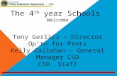The 4 th  year Schools  Welcome Tony Gerlicz – Director  Op’tn  for  Prnts