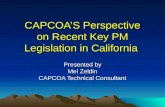 CAPCOA’S Perspective on Recent Key PM Legislation in California