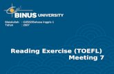 Reading Exercise (TOEFL)  Meeting 7