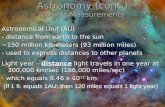 Astronomy (cont.) Cosmic Measurements