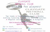 CLAYGATE  NETBALL  CLUB  is looking for players!