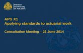 APS X1 Applying standards to actuarial work Consultation  Meeting – 23 June 2014