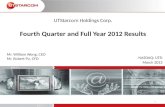 UTStarcom Holdings Corp. Fourth Quarter and Full Year 2012  Results