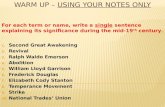 WARM UP –  using your notes only