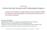 Need for Fusion Nuclear Science and Technology Program