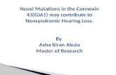 Novel Mutations in the Connexin 43(GJA1) may contribute to Nonsyndromic Hearing Loss. By