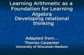 Learning Arithmetic as a  Foundation for Learning Algebra