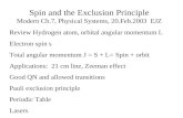 Spin and the Exclusion Principle Modern Ch.7, Physical Systems, 20.Feb.2003  EJZ