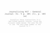 Journalizing HST – General Journal: Ex. 5 p. 201 (t), p. 103 (w)